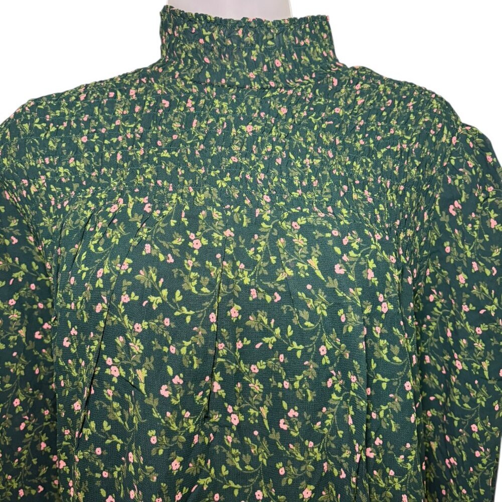 Reformation Brandi Floral Smocked Mini Dress Green 2X NWT - Picture 3 of 6